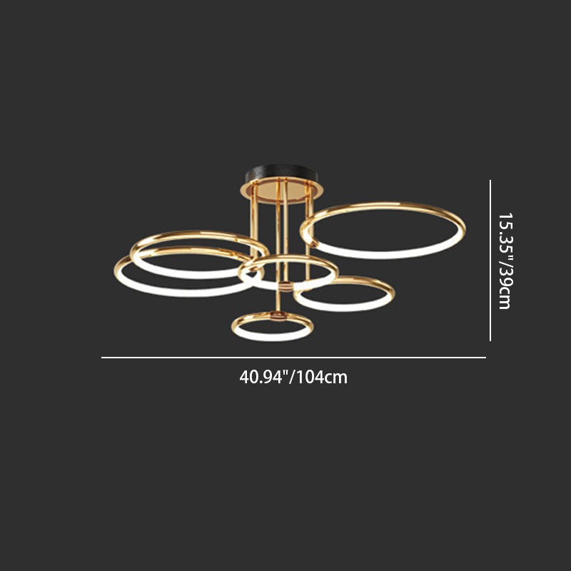 Contemporary Luxury Circle Aluminum Soft Silicone LED Chandelier For Living Room