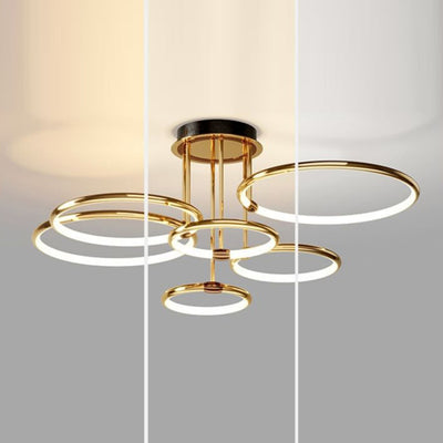 Contemporary Luxury Circle Aluminum Soft Silicone LED Chandelier For Living Room