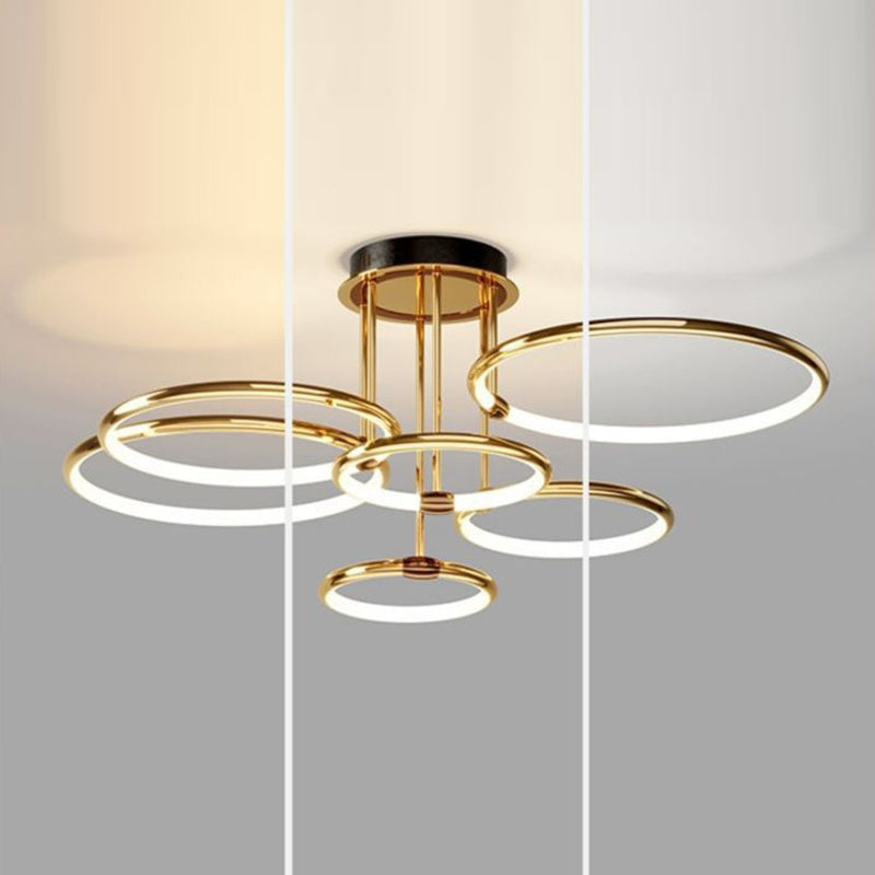 Contemporary Luxury Circle Aluminum Soft Silicone LED Chandelier For Living Room