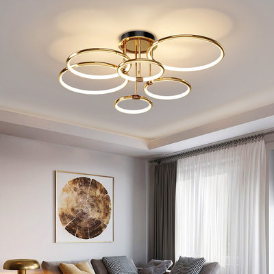 Contemporary Luxury Circle Aluminum Soft Silicone LED Chandelier For Living Room