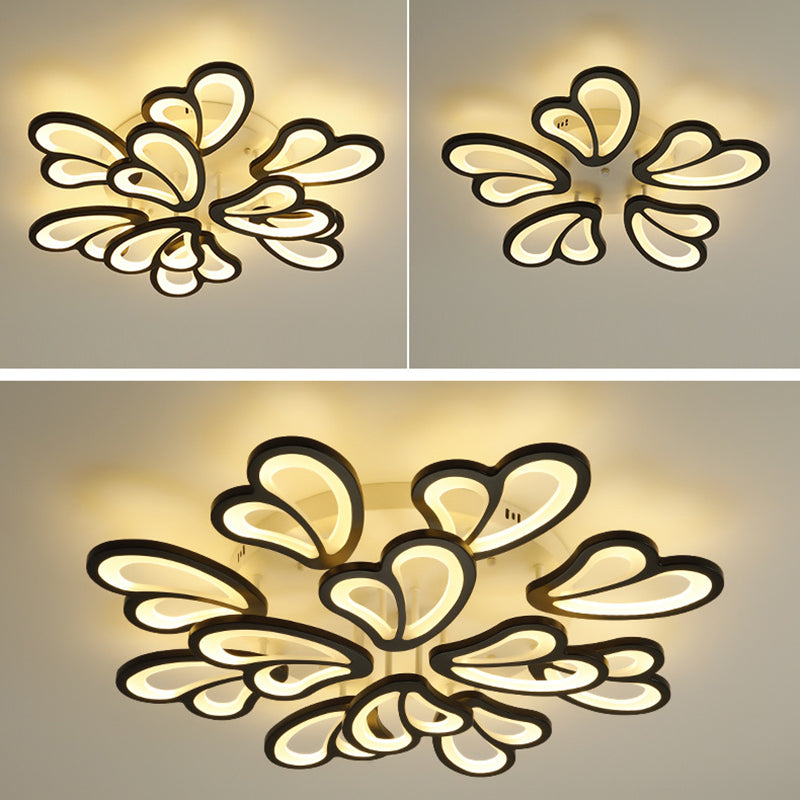 Contemporary Creative Love Round Iron Acrylic LED Semi-Flush Mount Ceiling Light For Living Room