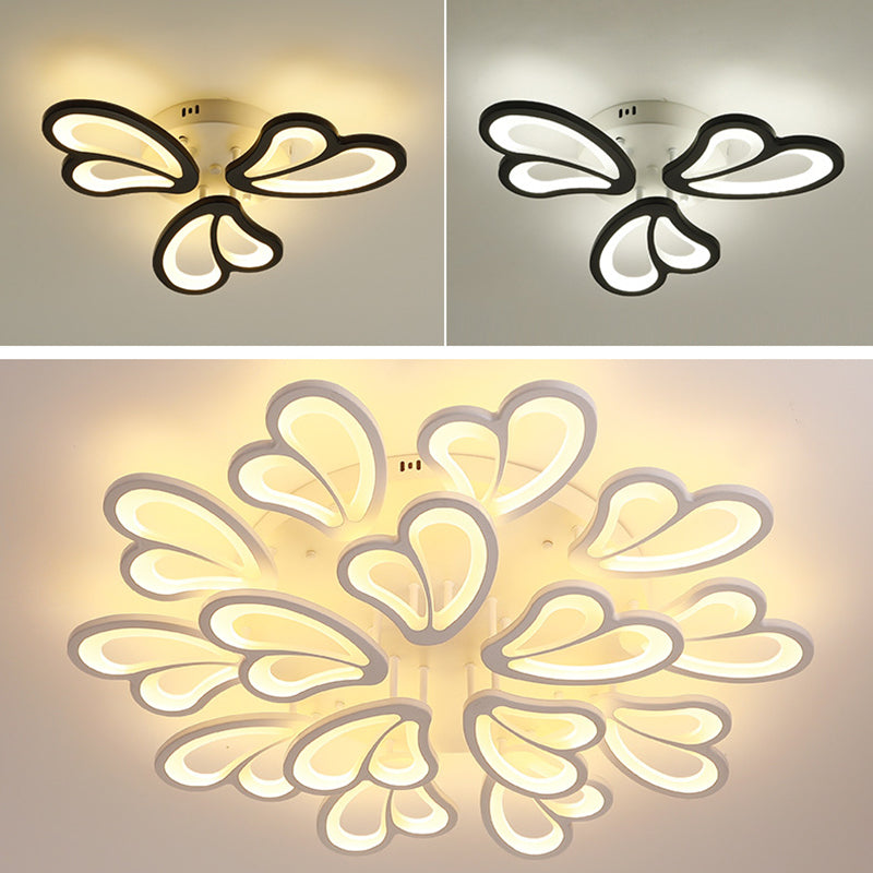 Contemporary Creative Love Round Iron Acrylic LED Semi-Flush Mount Ceiling Light For Living Room