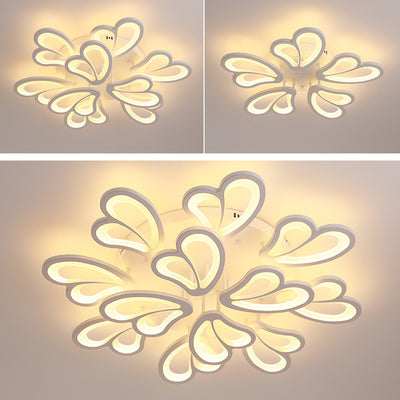 Contemporary Creative Love Round Iron Acrylic LED Semi-Flush Mount Ceiling Light For Living Room