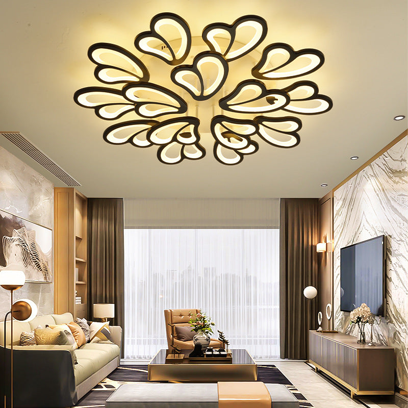 Contemporary Creative Love Round Iron Acrylic LED Semi-Flush Mount Ceiling Light For Living Room