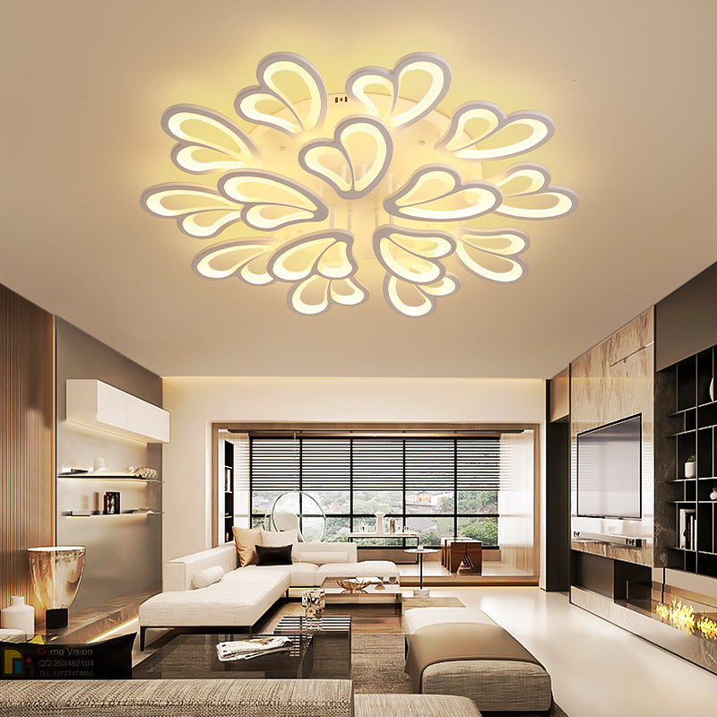 Contemporary Creative Love Round Iron Acrylic LED Semi-Flush Mount Ceiling Light For Living Room