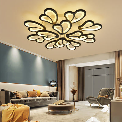 Contemporary Creative Love Round Iron Acrylic LED Semi-Flush Mount Ceiling Light For Living Room