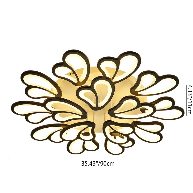 Contemporary Creative Love Round Iron Acrylic LED Semi-Flush Mount Ceiling Light For Living Room