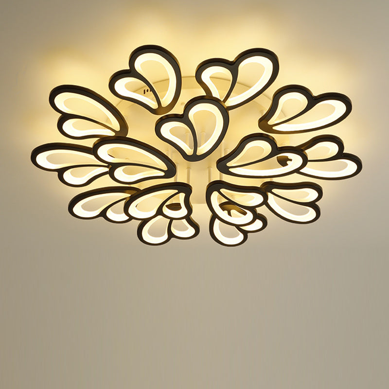 Contemporary Creative Love Round Iron Acrylic LED Semi-Flush Mount Ceiling Light For Living Room