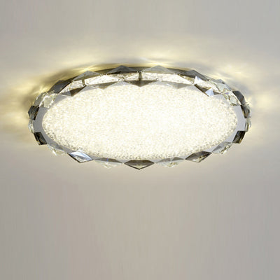 Modern Luxury Round Metal Crystal LED Flush Mount Ceiling Light For Bedroom