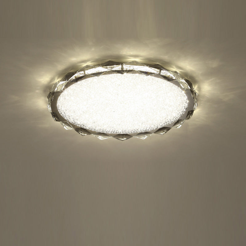 Modern Luxury Round Metal Crystal LED Flush Mount Ceiling Light For Bedroom