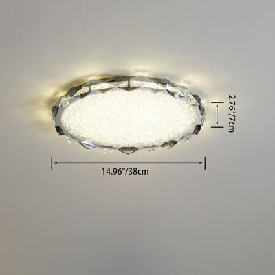 Modern Luxury Round Metal Crystal LED Flush Mount Ceiling Light For Bedroom