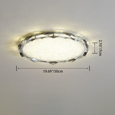 Modern Luxury Round Metal Crystal LED Flush Mount Ceiling Light For Bedroom