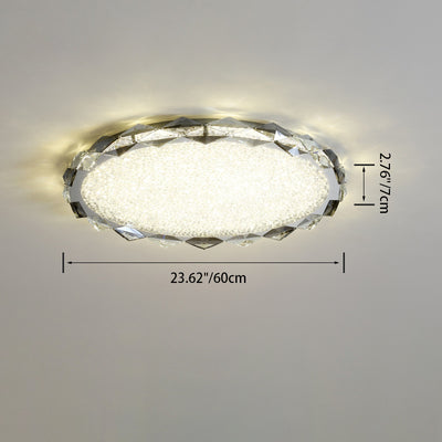 Modern Luxury Round Metal Crystal LED Flush Mount Ceiling Light For Bedroom