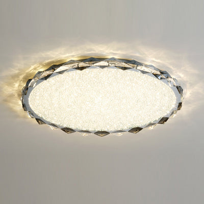 Modern Luxury Round Metal Crystal LED Flush Mount Ceiling Light For Bedroom