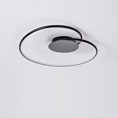 Modern Simplicity Oval Iron Aluminum Silicone LED Semi-Flush Mount Ceiling Light For Bedroom