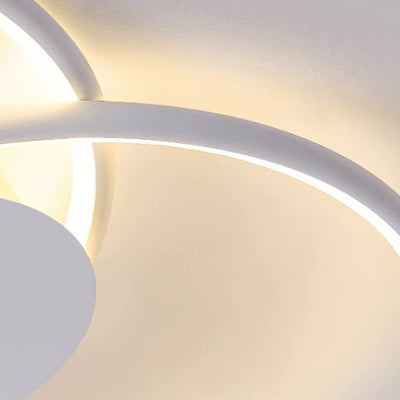 Modern Simplicity Oval Iron Aluminum Silicone LED Semi-Flush Mount Ceiling Light For Bedroom