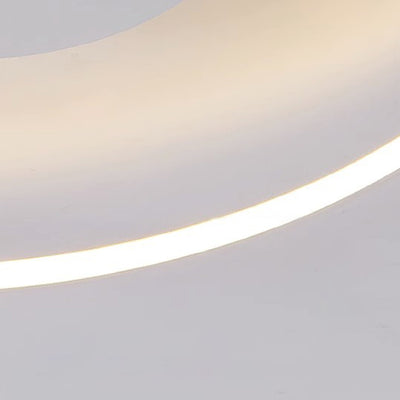 Modern Simplicity Oval Iron Aluminum Silicone LED Semi-Flush Mount Ceiling Light For Bedroom