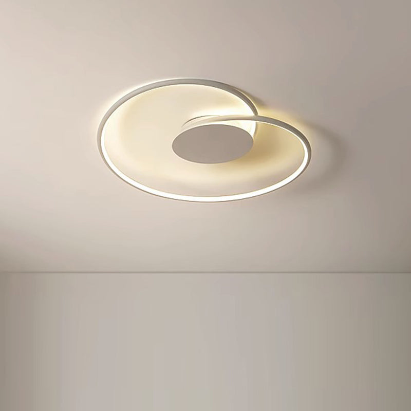 Modern Simplicity Oval Iron Aluminum Silicone LED Semi-Flush Mount Ceiling Light For Bedroom