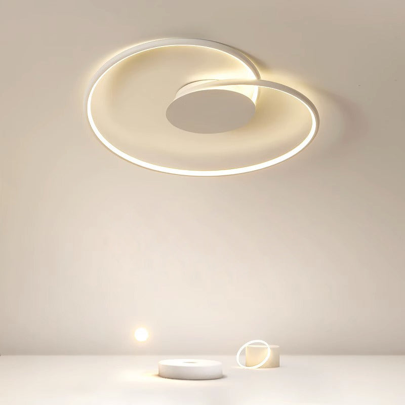 Modern Simplicity Oval Iron Aluminum Silicone LED Semi-Flush Mount Ceiling Light For Bedroom