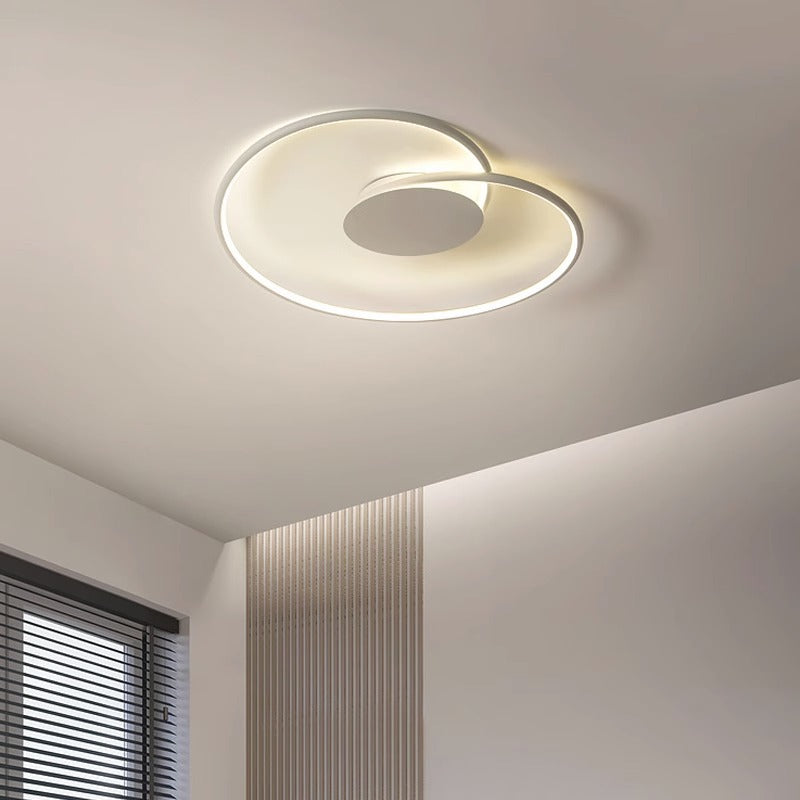 Modern Simplicity Oval Iron Aluminum Silicone LED Semi-Flush Mount Ceiling Light For Bedroom