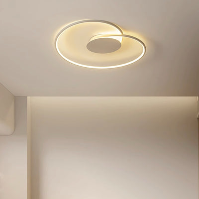 Modern Simplicity Oval Iron Aluminum Silicone LED Semi-Flush Mount Ceiling Light For Bedroom