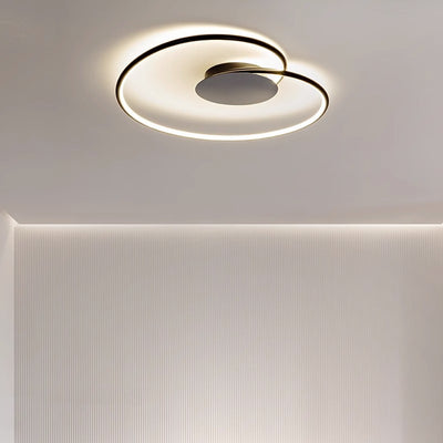 Modern Simplicity Oval Iron Aluminum Silicone LED Semi-Flush Mount Ceiling Light For Bedroom