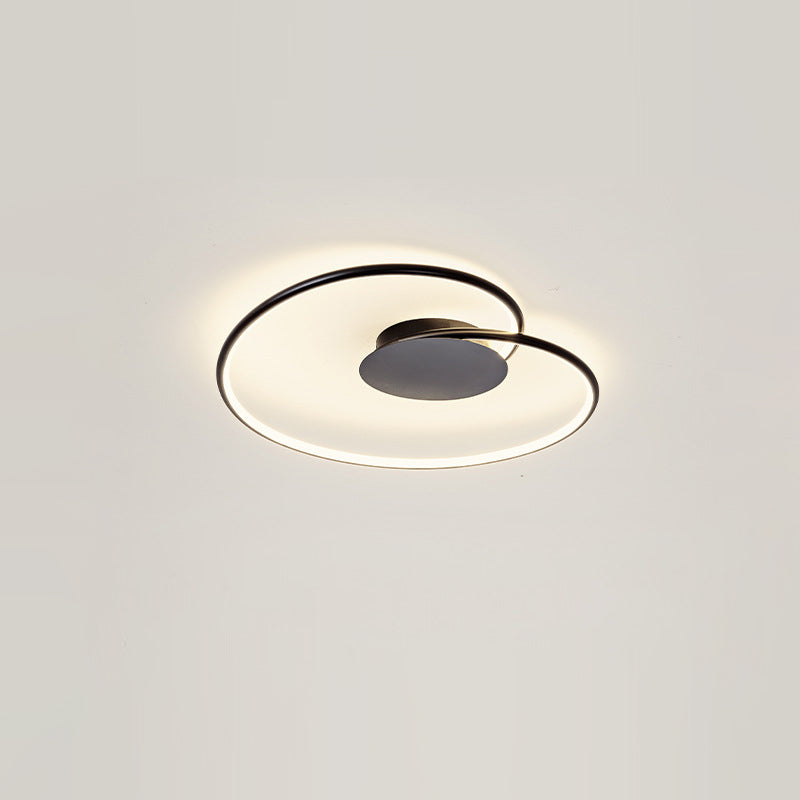 Modern Simplicity Oval Iron Aluminum Silicone LED Semi-Flush Mount Ceiling Light For Bedroom