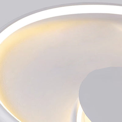 Modern Simplicity Oval Iron Aluminum Silicone LED Semi-Flush Mount Ceiling Light For Bedroom