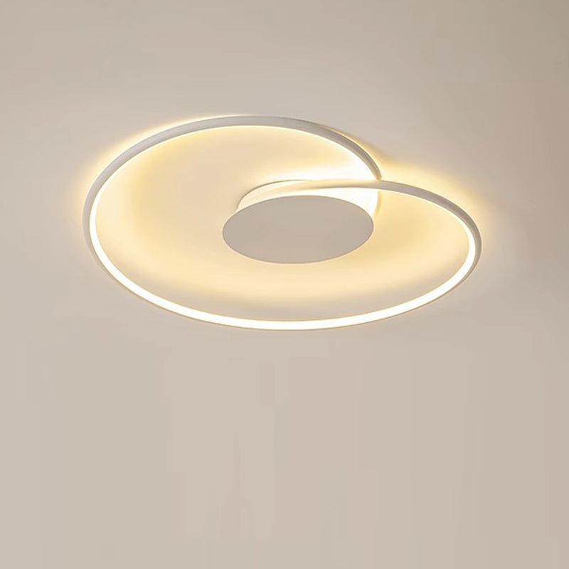 Modern Simplicity Oval Iron Aluminum Silicone LED Semi-Flush Mount Ceiling Light For Bedroom