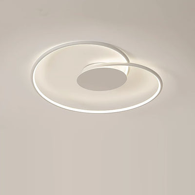 Modern Simplicity Oval Iron Aluminum Silicone LED Semi-Flush Mount Ceiling Light For Bedroom