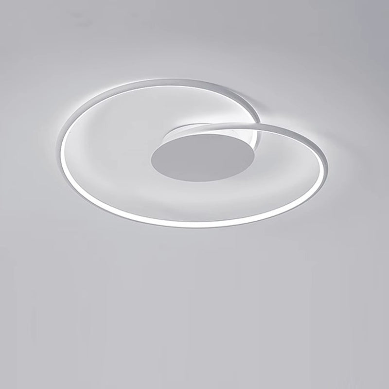 Modern Simplicity Oval Iron Aluminum Silicone LED Semi-Flush Mount Ceiling Light For Bedroom