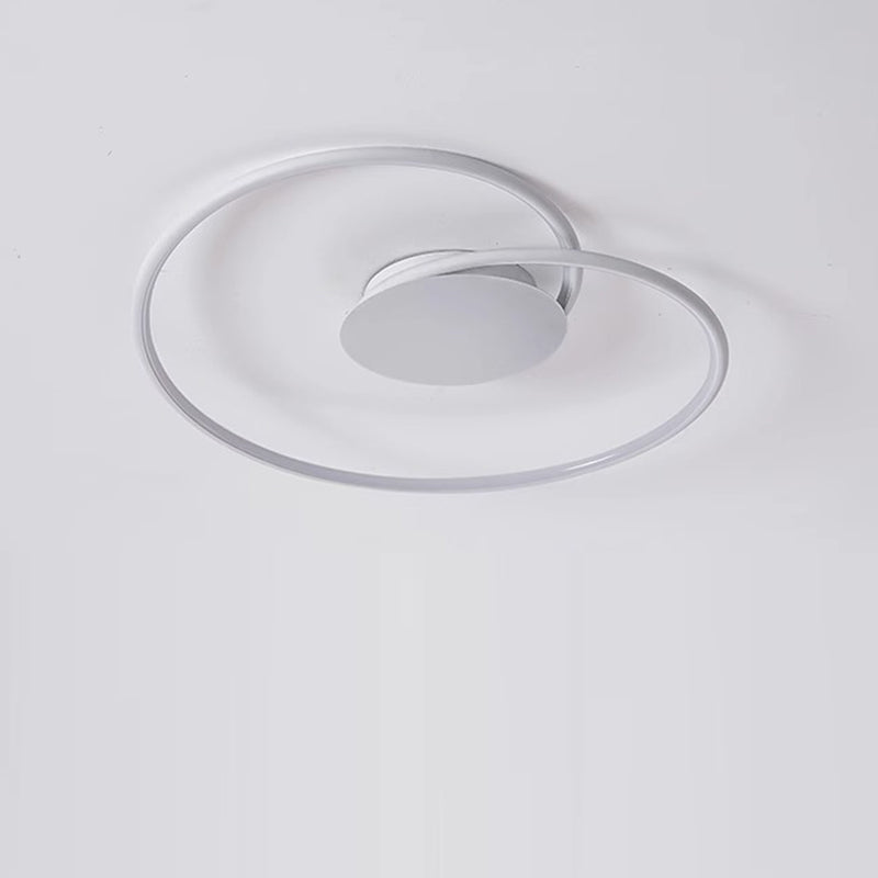 Modern Simplicity Oval Iron Aluminum Silicone LED Semi-Flush Mount Ceiling Light For Bedroom