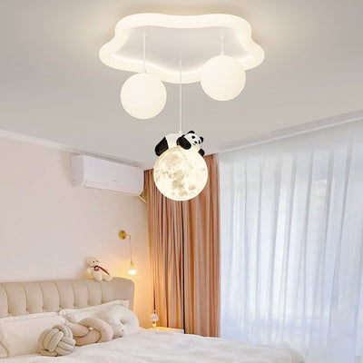 Modern Simplicity Cloud Panda Iron Acrylic Resin LED Flush Mount Ceiling Light For Bedroom