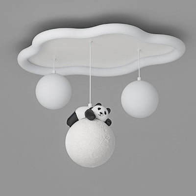 Modern Simplicity Cloud Panda Iron Acrylic Resin LED Flush Mount Ceiling Light For Bedroom