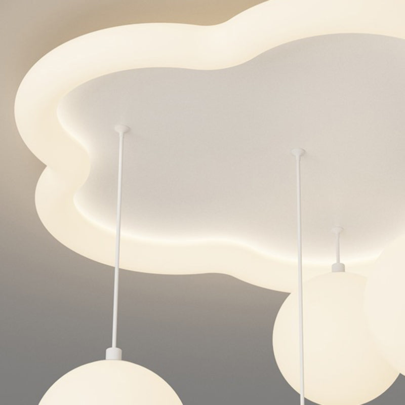 Modern Simplicity Cloud Panda Iron Acrylic Resin LED Flush Mount Ceiling Light For Bedroom