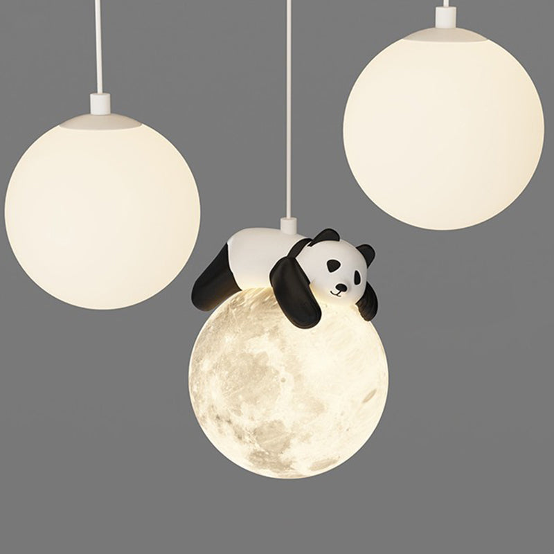 Modern Simplicity Cloud Panda Iron Acrylic Resin LED Flush Mount Ceiling Light For Bedroom