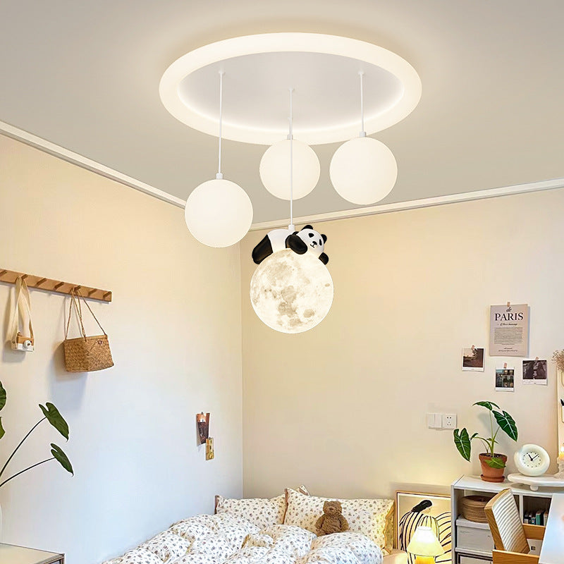 Modern Simplicity Cloud Panda Iron Acrylic Resin LED Flush Mount Ceiling Light For Bedroom