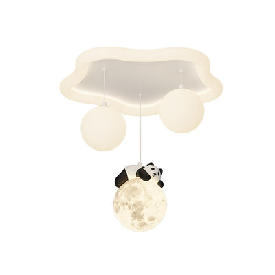 Modern Simplicity Cloud Panda Iron Acrylic Resin LED Flush Mount Ceiling Light For Bedroom