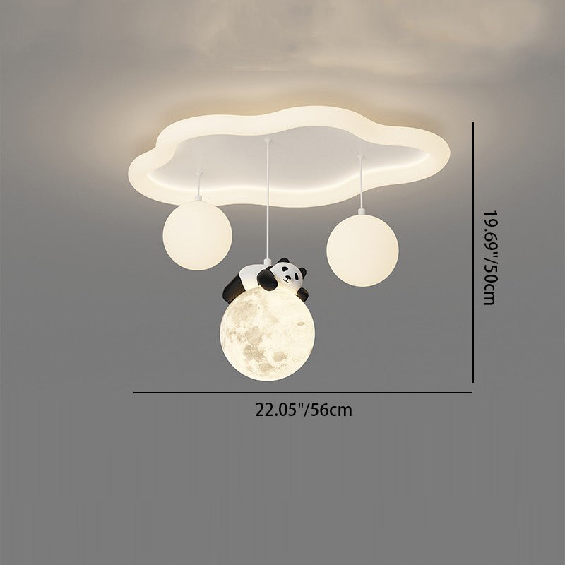 Modern Simplicity Cloud Panda Iron Acrylic Resin LED Flush Mount Ceiling Light For Bedroom