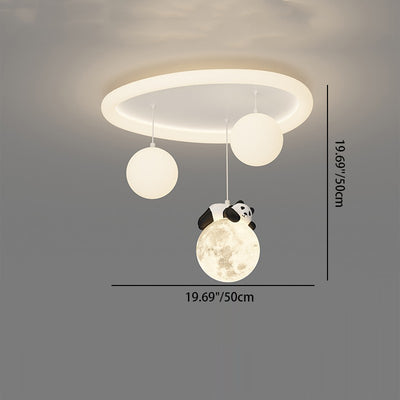 Modern Simplicity Cloud Panda Iron Acrylic Resin LED Flush Mount Ceiling Light For Bedroom