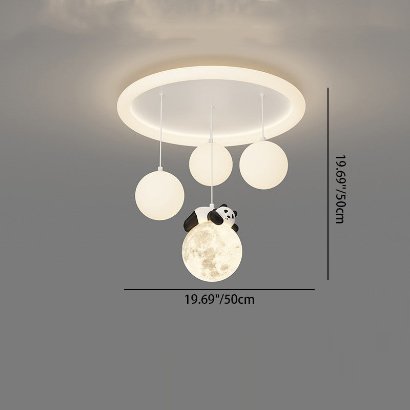 Modern Simplicity Cloud Panda Iron Acrylic Resin LED Flush Mount Ceiling Light For Bedroom