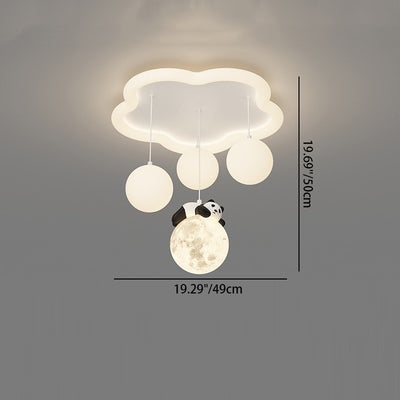 Modern Simplicity Cloud Panda Iron Acrylic Resin LED Flush Mount Ceiling Light For Bedroom