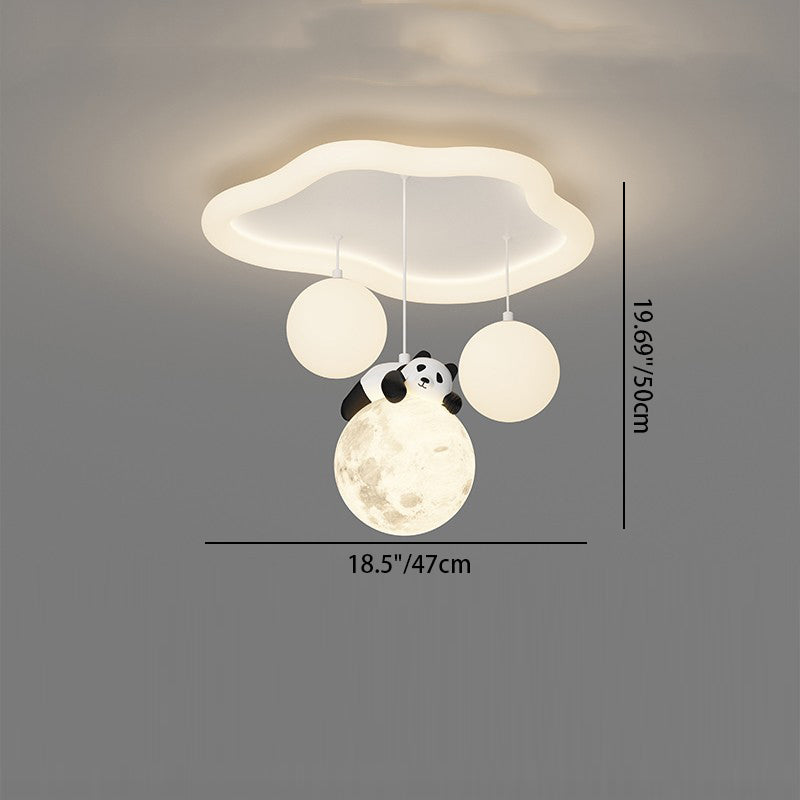 Modern Simplicity Cloud Panda Iron Acrylic Resin LED Flush Mount Ceiling Light For Bedroom