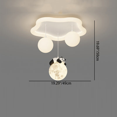 Modern Simplicity Cloud Panda Iron Acrylic Resin LED Flush Mount Ceiling Light For Bedroom