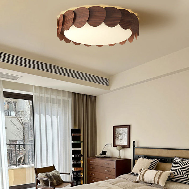 Modern Mid-Century Round Iron Acrylic LED Flush Mount Ceiling Light For Bedroom