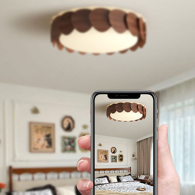 Modern Mid-Century Round Iron Acrylic LED Flush Mount Ceiling Light For Bedroom