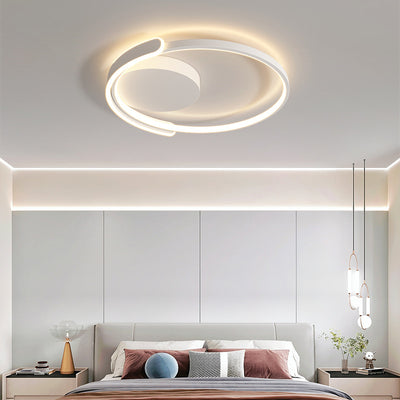 Modern Simplicity Round Iron Aluminum LED Semi-Flush Mount Ceiling Light For Bedroom