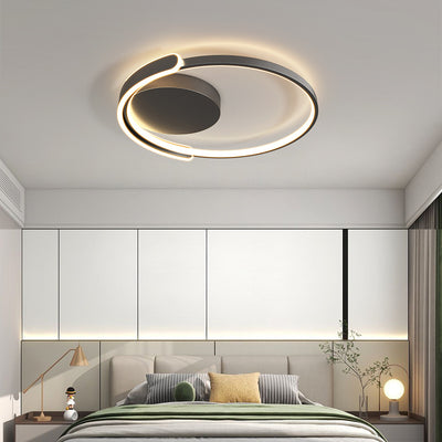 Modern Simplicity Round Iron Aluminum LED Semi-Flush Mount Ceiling Light For Bedroom