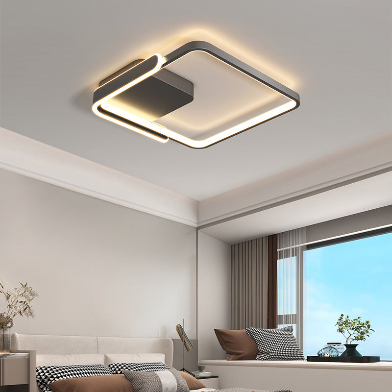 Modern Simplicity Round Iron Aluminum LED Semi-Flush Mount Ceiling Light For Bedroom