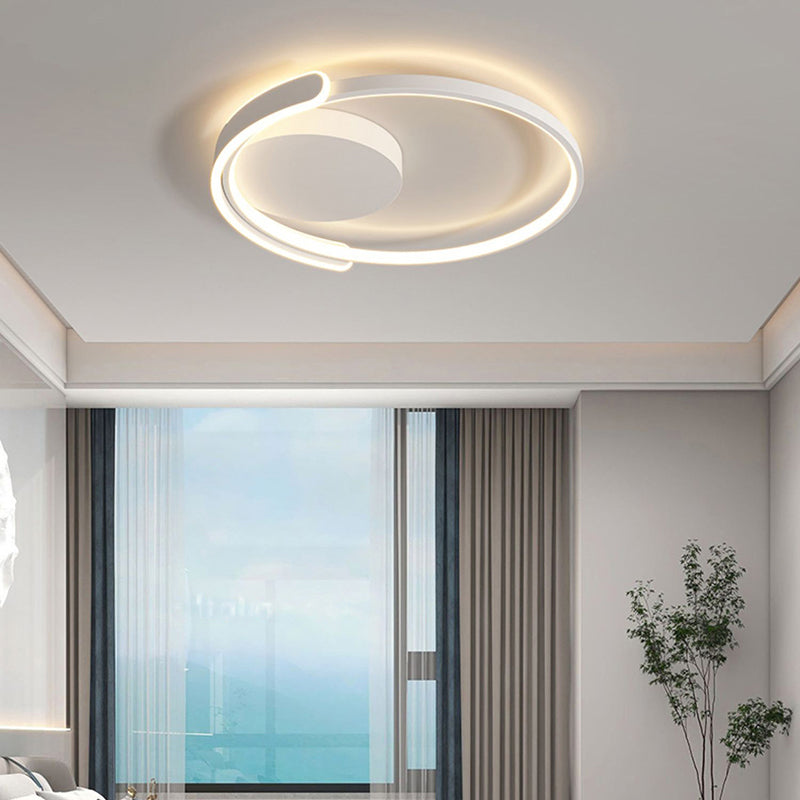 Modern Simplicity Round Iron Aluminum LED Semi-Flush Mount Ceiling Light For Bedroom